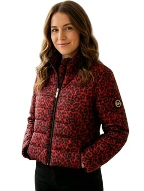 Michael Kors Jacket Cheetah Puffer Coat sz L